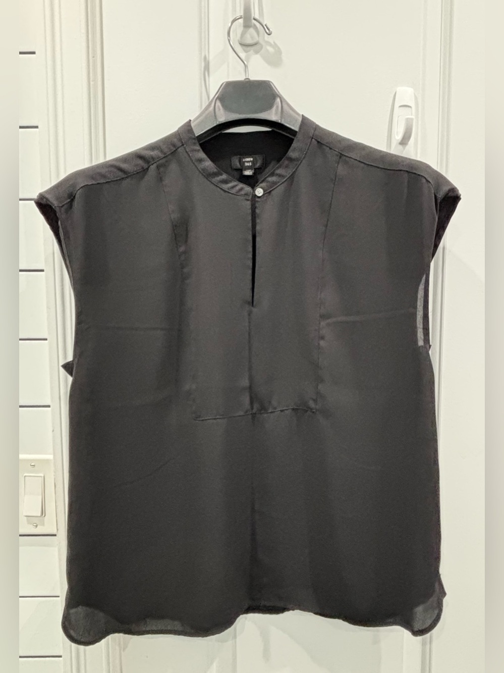 J. Crew Black Sleeveless Split-Neck Top